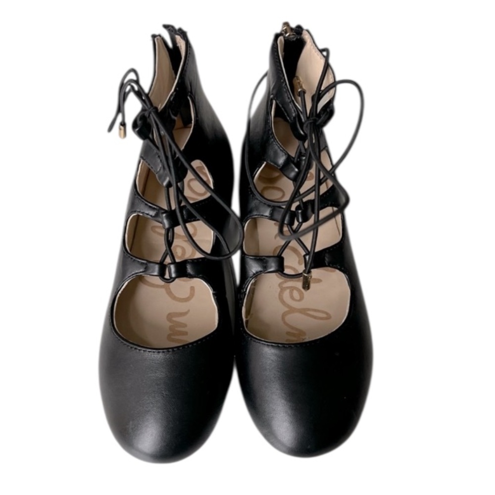 Sam Edelman NEW Girls Felicia Stella Ballet Lace Up Flats Shoes zip Black Sz 12